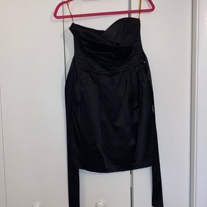 Black strapless mini dress